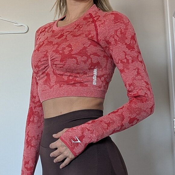 Gymshark, long sleeve, crop top, pink, size Medium - Picture 4 of 11